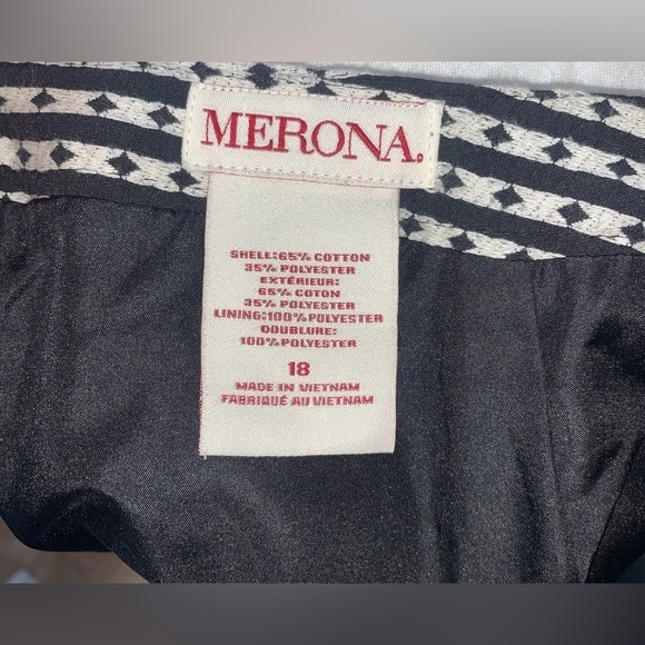 Merona Women's Skirt, Black & White Diamond Print, Zipper Back, Pockets; Size 18 - Picture 6 of 10
